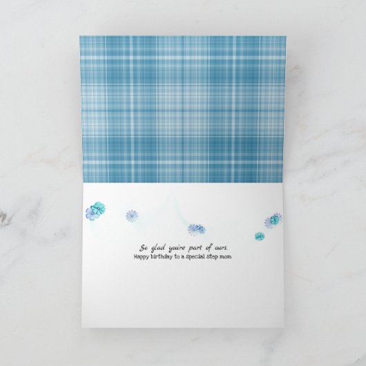 stiefmoeder verjaardag madeliefjes op plaid kaart (Binnen)
