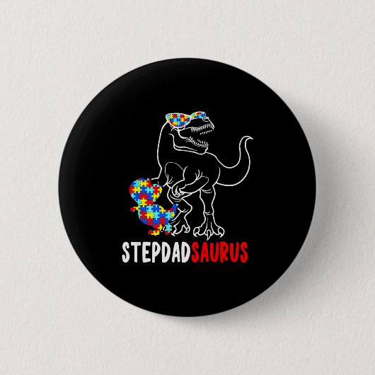 Stiefpappasaurus T Rex Dinosaur Autisme Bewustzijn Ronde Button 5,7 Cm (Voorkant)