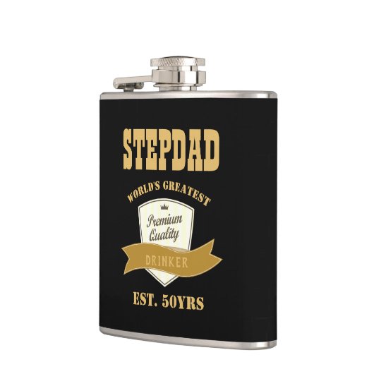 STIEFVADER 50ste verjaardag GRAPPIGE Drinker opger Heupfles (Links)