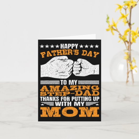 Stiefvader Bedankt dat je het met mijn moeder hebt Kaart (Gele Bloem)