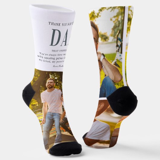 Stiefvader Citaat | Drie Foto Collage  Sokken (Gebogen)