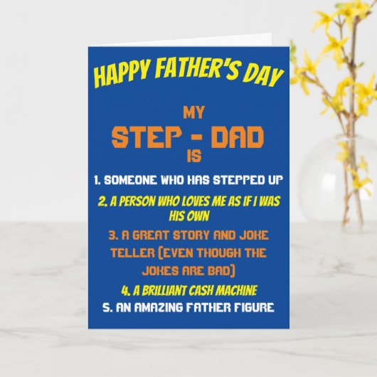 Stiefvader Citaat Vaderdag Blauwe Kaart (Gele Bloem)