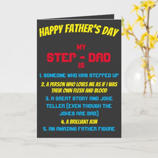 Stiefvader citaat Vaderdag Kaart (Gele Bloem)