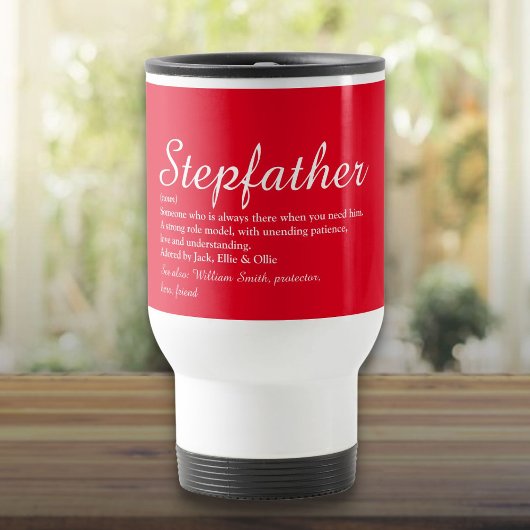 Stiefvader Definisie Moderne Lettertype Rood Reisbeker