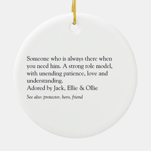 Stiefvader, Definisie van Stiefpapa Zwart en Wit Keramisch Ornament (Achterkant)