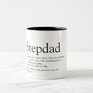 Stiefvader Definitie Vaderdag Modern Plezier Tweekleurige Koffiemok