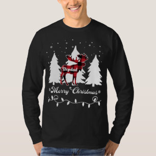 Stiefvader Eland Buffalo Rode Geruite Kerst Overee T-shirt