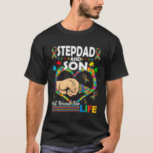 stiefvader en zoon familie matching autisme bewust t-shirt