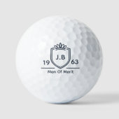 Stiefvader Monogram Initiaal Naam Jaar Man van Ver Golfballen (Voorkant)