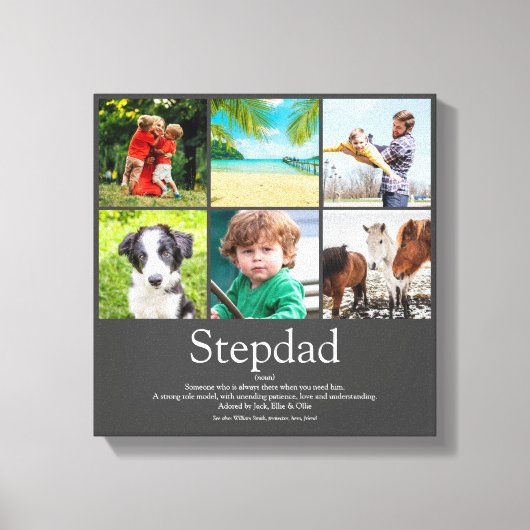 Stiefvader Oom Definitie 6 Foto Pret Grijs Canvas Afdruk (Voorkant)