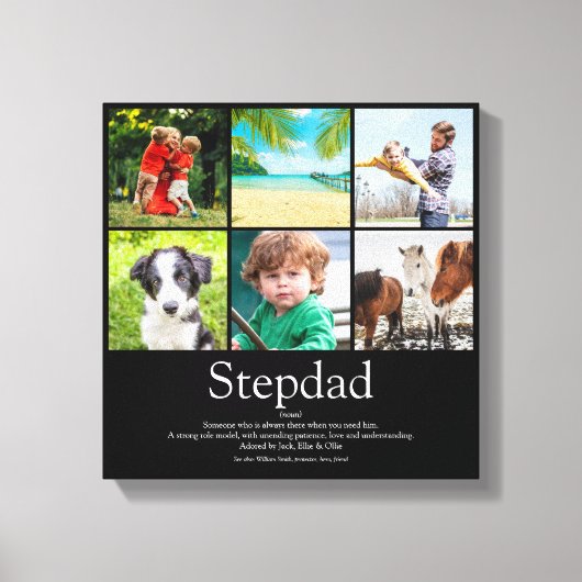 Stiefvader Oom Definitie 6 Foto Pret Zwart Canvas Afdruk (Voorkant)