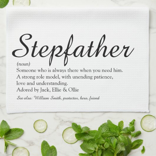 Stiefvader, stiefpapa definitie Elegant Schrift Theedoek (Gevouwen)
