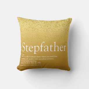 Stiefvader, stiefpapa definitie goud glitters kussen