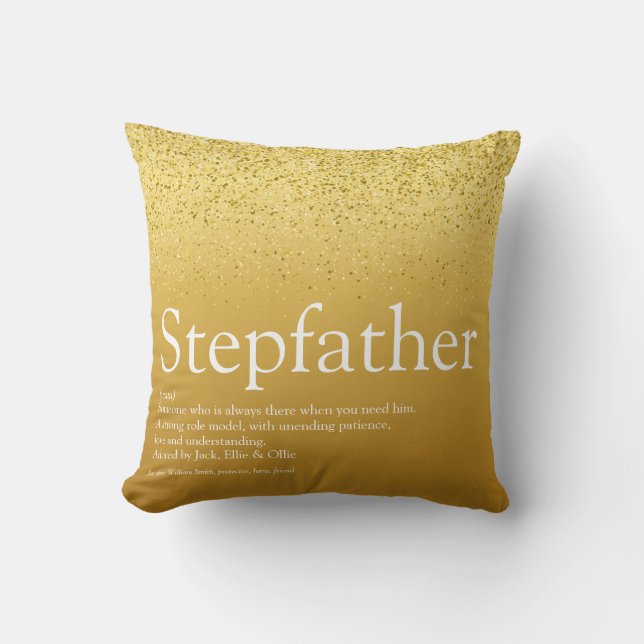 Stiefvader, stiefpapa definitie goud glitters kussen (Voorkant)