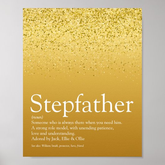 Stiefvader, stiefpapa definitie goud glitters poster (Voorkant)
