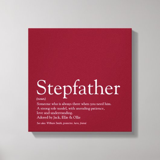 Stiefvader, stiefpapa Definitie Leuk Modern Bourgo Canvas Afdruk (Voorkant)