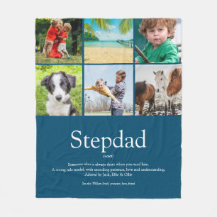 Stiefvader Stieppapa Definitie 6 Fotocollage Blauw Fleece Deken