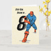 Stiefzoon 8e verjaardag Superheld Kaart (Gele Bloem)