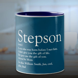Stiefzoon Typografisch Fun Blauw Tweekleurige Koffiemok