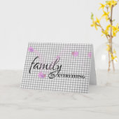 stiefzus verjaardag grijs gingham kaart (Gele Bloem)