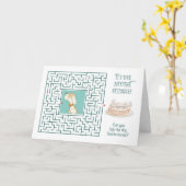 Stiefzus Verjaardag Puzzel Doolhof Hond Kaart (Gele Bloem)
