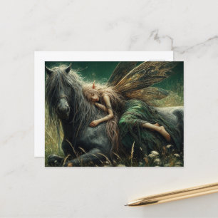 Stiekem slaapt ze op haar paard briefkaart