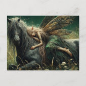 Stiekem slaapt ze op haar paard briefkaart (Voorkant)