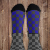 Stiekem Wild check grijs blauw op grijs Sokken