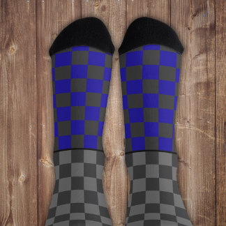 Stiekem Wild check grijs blauw op grijs Sokken