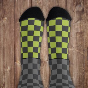 Stiekem Wild check grijs groen op grijs Sokken
