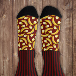 Stiekem Wilde strepen met bananen, op rood Sokken