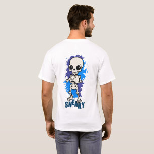 Stiekem Zoete Skelet Halloween Blauwe Spat T-Shirt