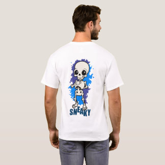 Stiekem Zoete Skelet Halloween Blauwe Spat T-Shirt