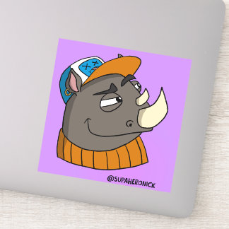 Stiekeme Neushoorn Kind Cartoon Karakter Sticker