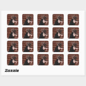 Stiekeme schurk cartoonpersonage vierkante sticker (Vel)