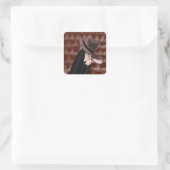 Stiekeme schurk cartoonpersonage vierkante sticker (Tas)