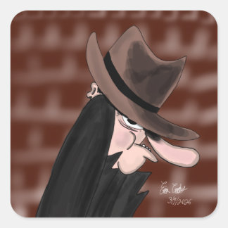 Stiekeme schurk cartoonpersonage vierkante sticker