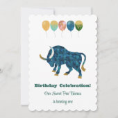 Stier 1e Verjaardag Impressionist Gouden Glitters Kaart (Voorkant)