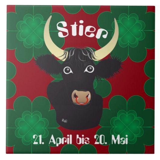 Stier 21. April bis 20. Mai Fliese Tegeltje (Voorkant)