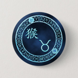 Stier/aap Ronde Button 5,7 Cm