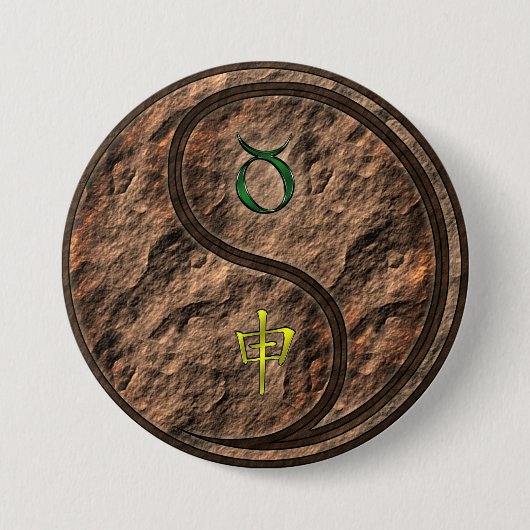Stier & Aard Aap Ronde Button 7,6 Cm (Voorkant)