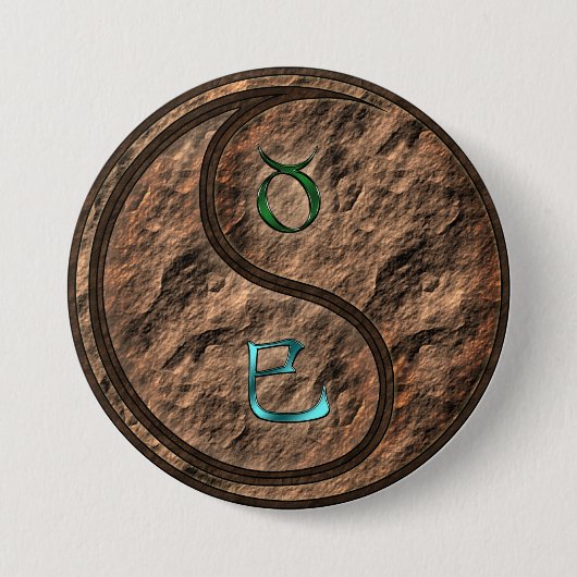 Stier & Aardse Slang Ronde Button 7,6 Cm (Voorkant)