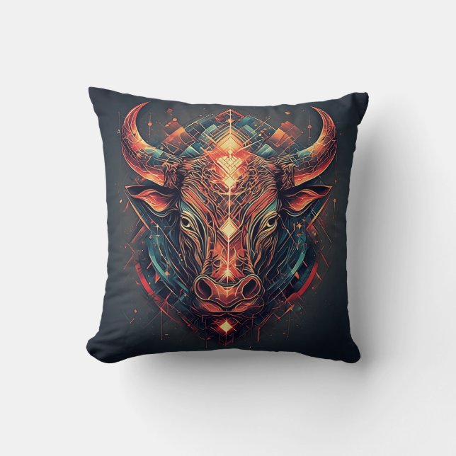 Stier Abstract Geometrisch Ontwerp Kussen (Voorkant)