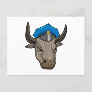 Stier als politieagent Politie Briefkaart
