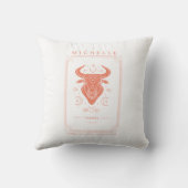 Stier Astrologie Sterrenbeeld Tarotkaart Vintage Kussen (Achterkant)