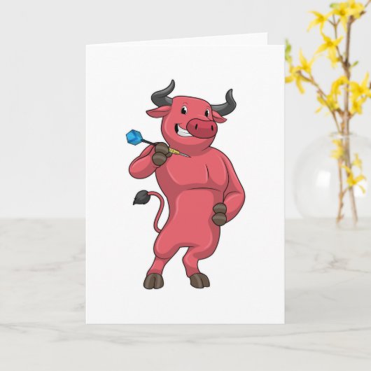 Stier bij Darts met Dart Kaart (Gele Bloem)
