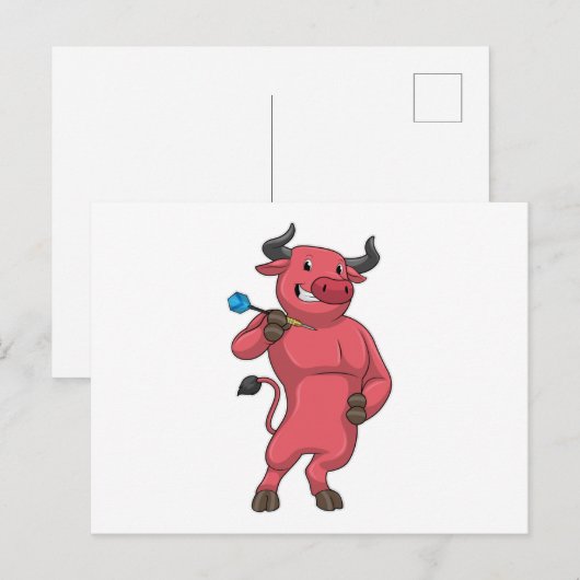 Stier bij Darts met Pijl Briefkaart (Voorkant / Achterkant)