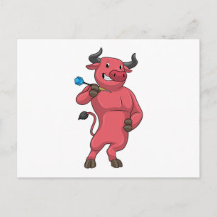 Stier bij darts met pijl briefkaart