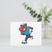 Stier bij inline skaten met rollerschaatsen briefkaart (Staand voorkant)