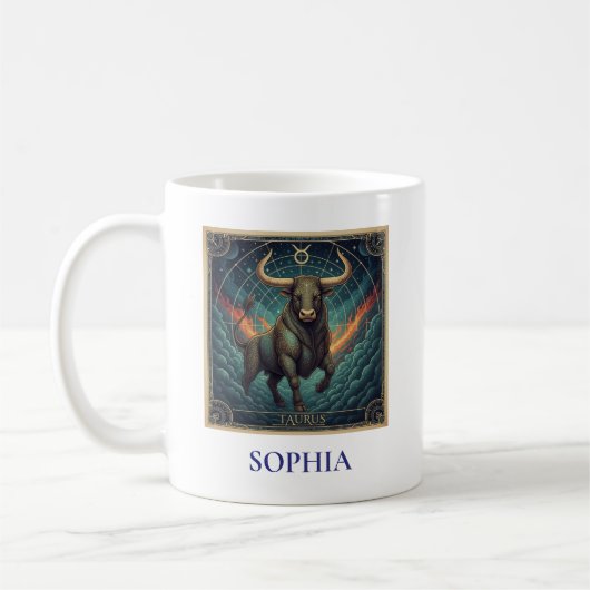 Stier Blauwe Hemel Zodiac Koffiemok (Links)